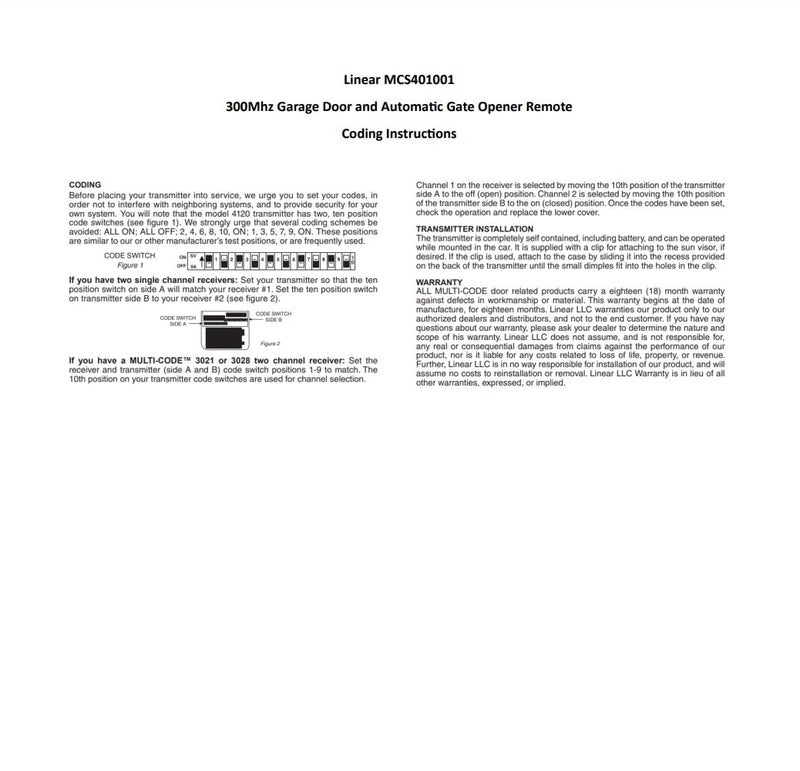 Linear MCS412001 Multi-Code 2-Channel Visor Transmitter, Original Version,Soft Gray - Image 5